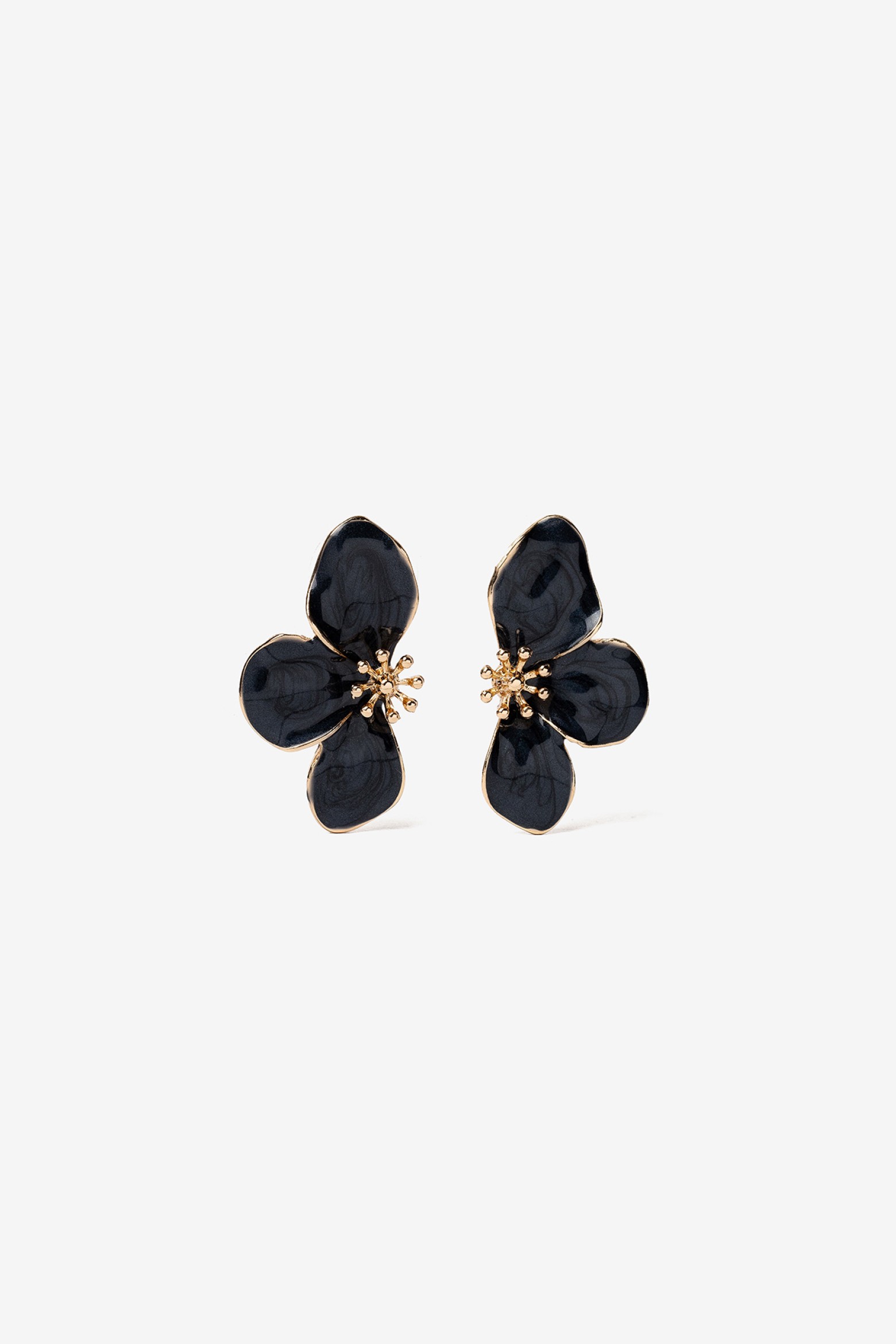 Dark Navy Floral Earrings