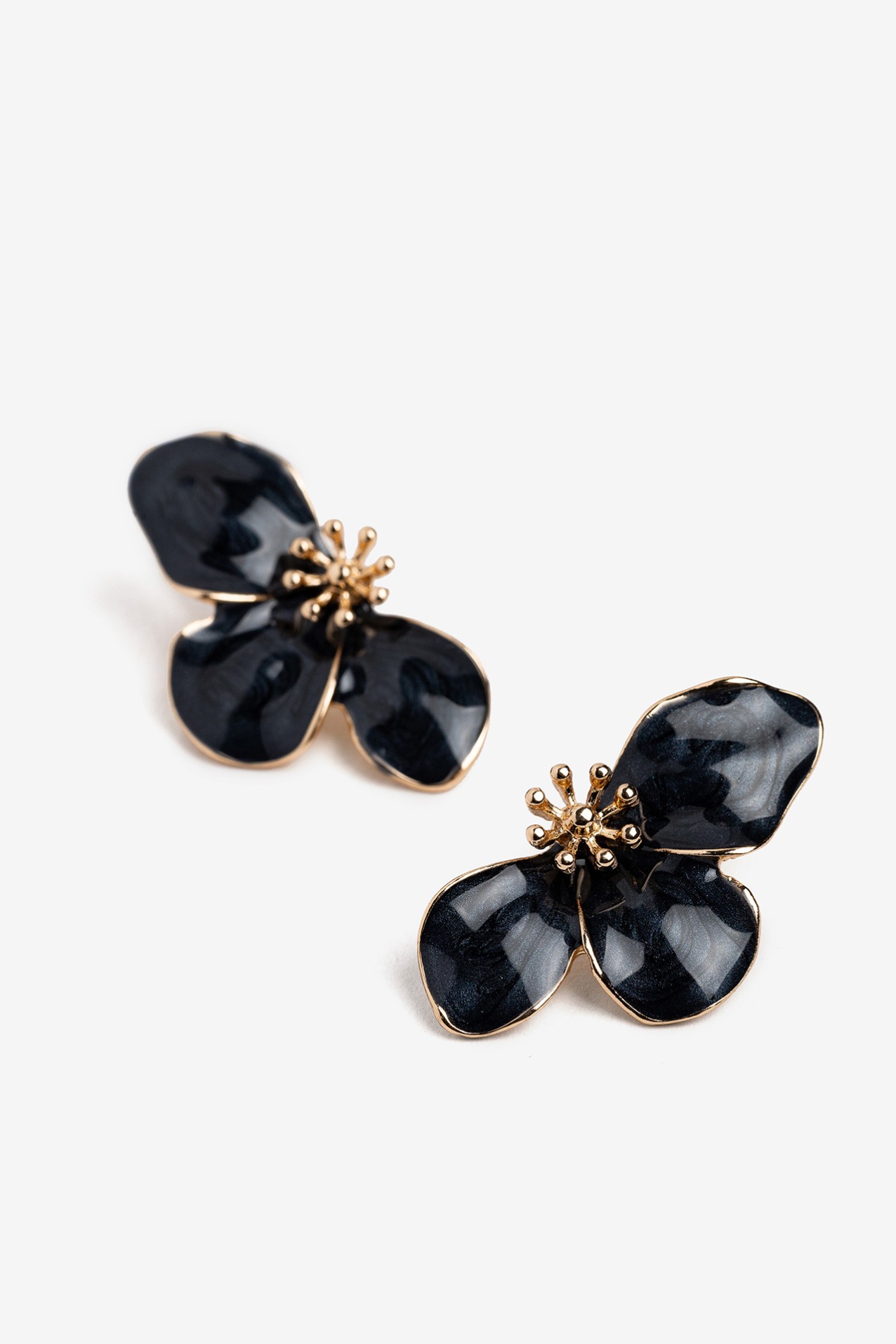 Dark Navy Floral Earrings
