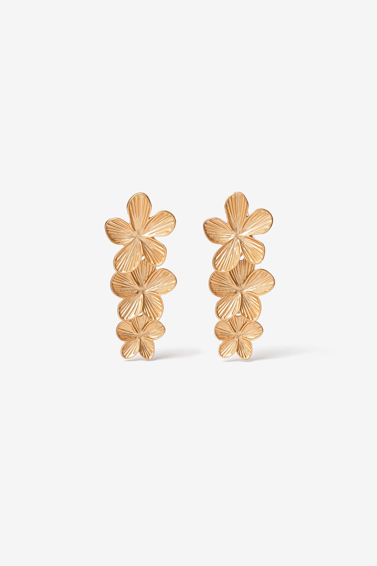 Layered Floral Gold Earrings