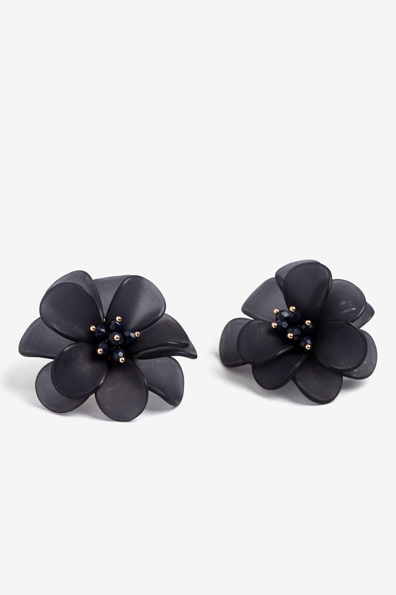 Navy Blue Floral Earrings