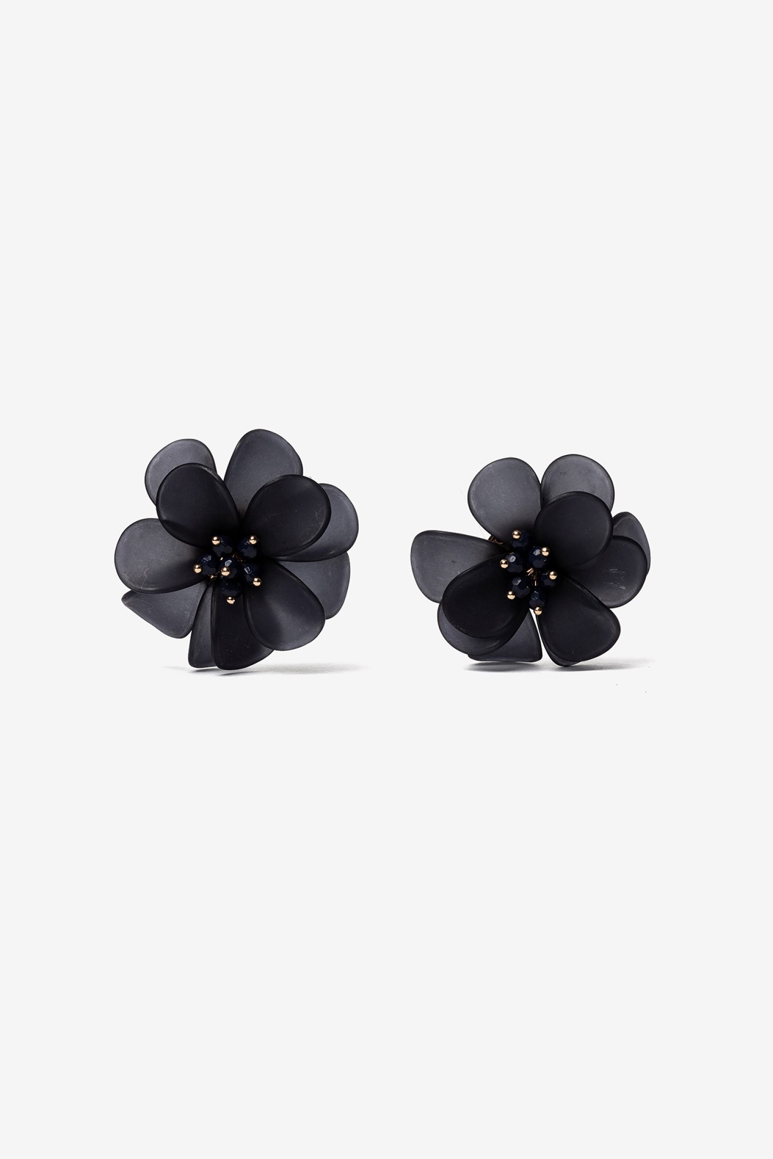 Navy Blue Floral Earrings