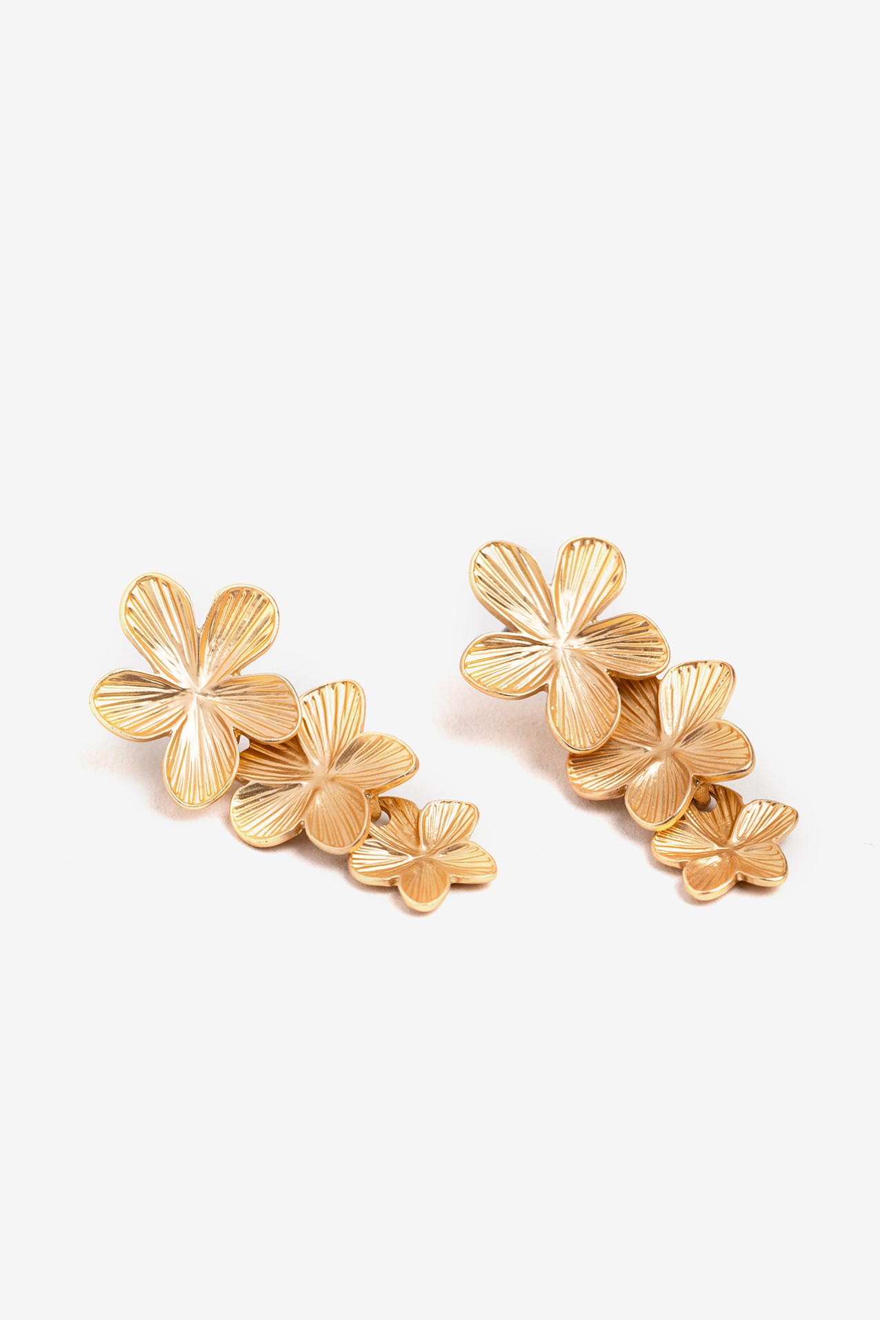 Layered Floral Gold Earrings