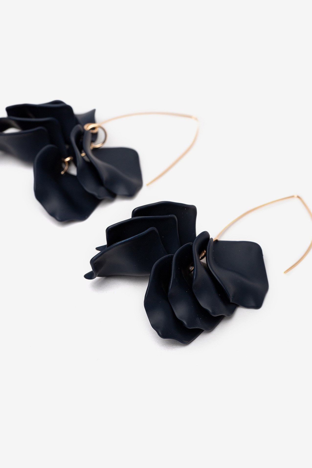 Navy Floral Drop Earrings
