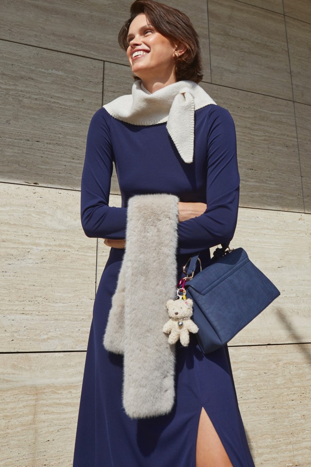 Beige Furry Long Scarf