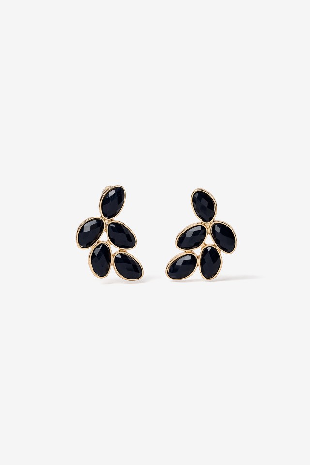 Navy Blue Floral Earrings