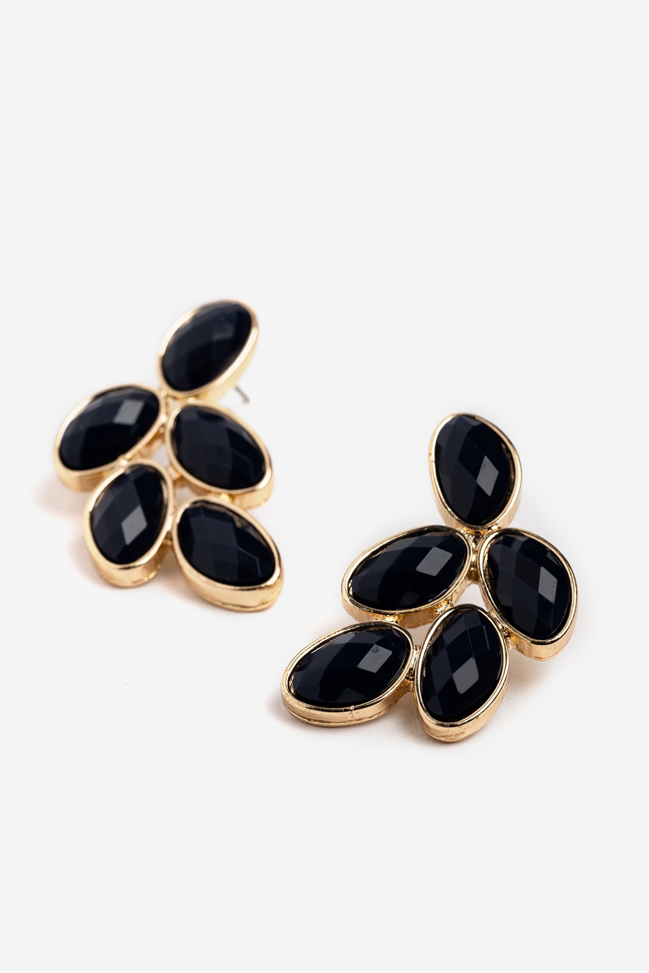 Navy Blue Floral Earrings