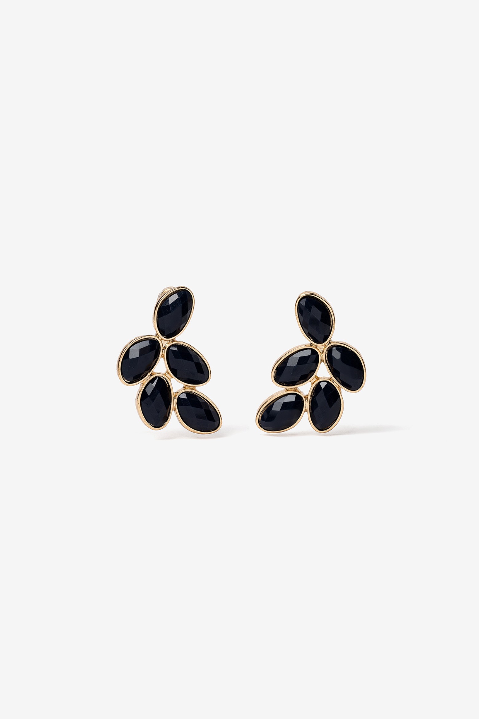 Navy Blue Floral Earrings