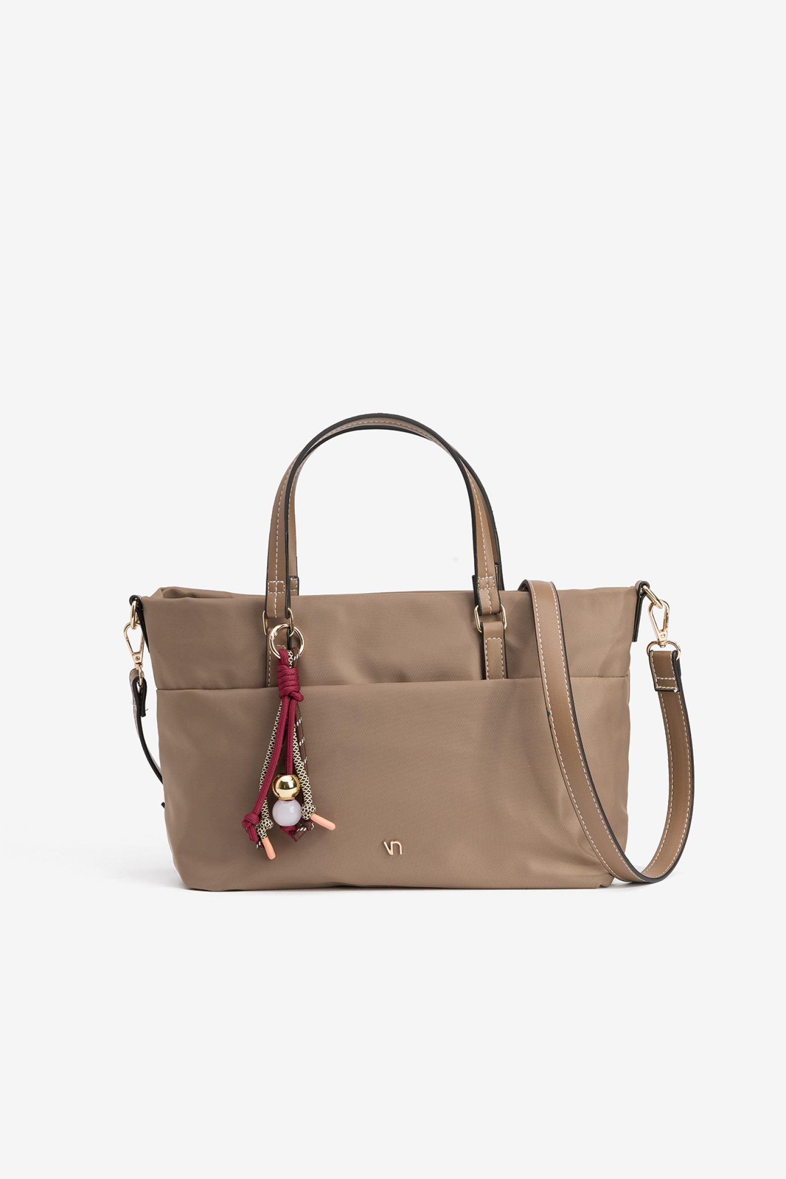 Beige Adjustable Strap Handbag