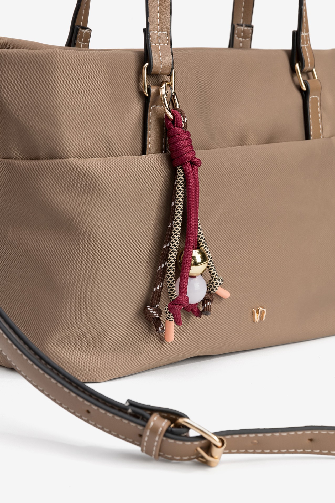 Beige Adjustable Strap Handbag