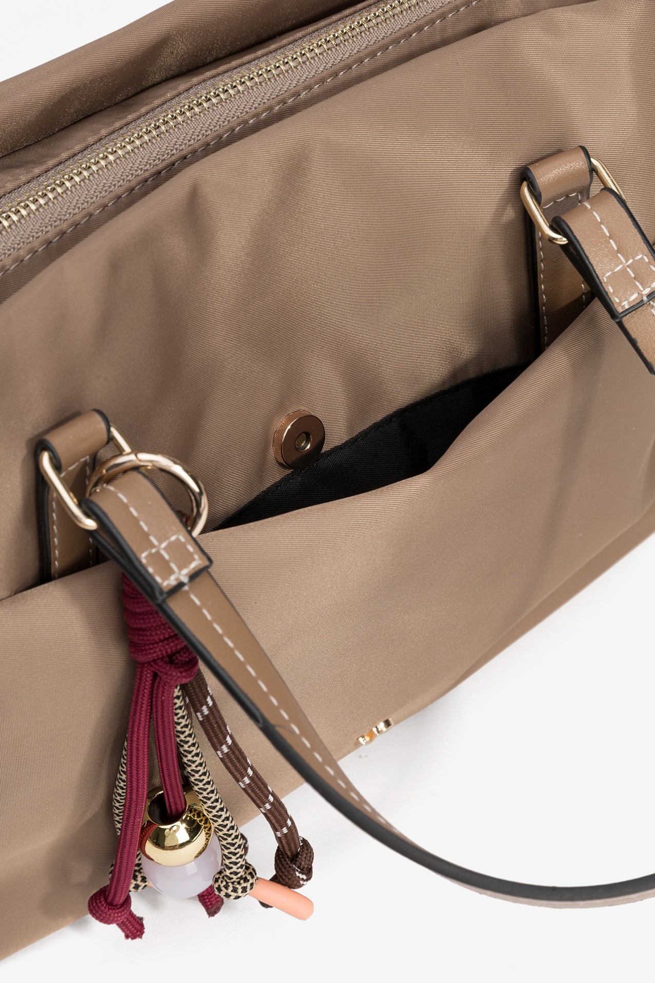 Beige Adjustable Strap Handbag