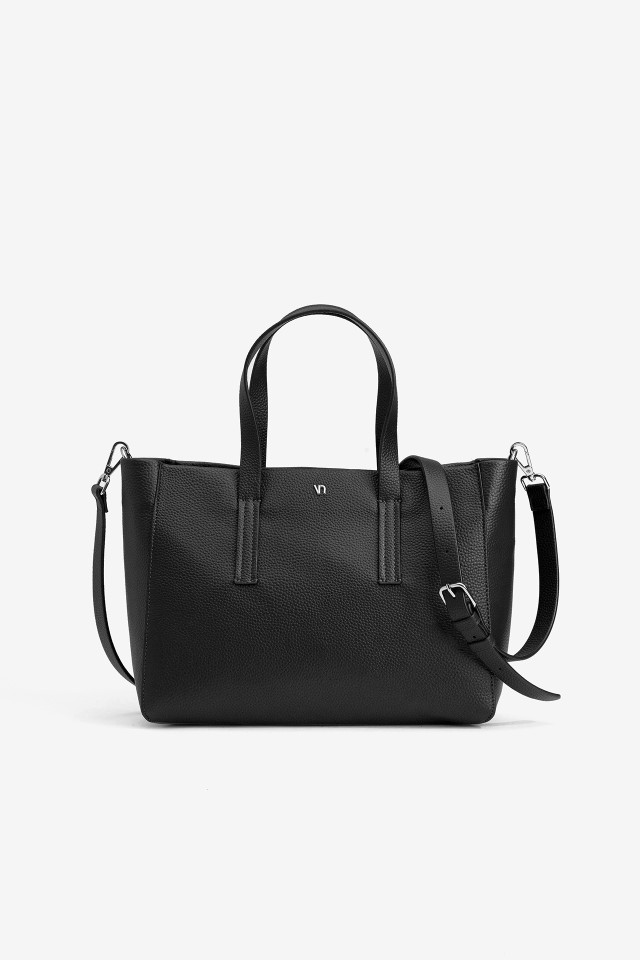 Black Textured Handbag