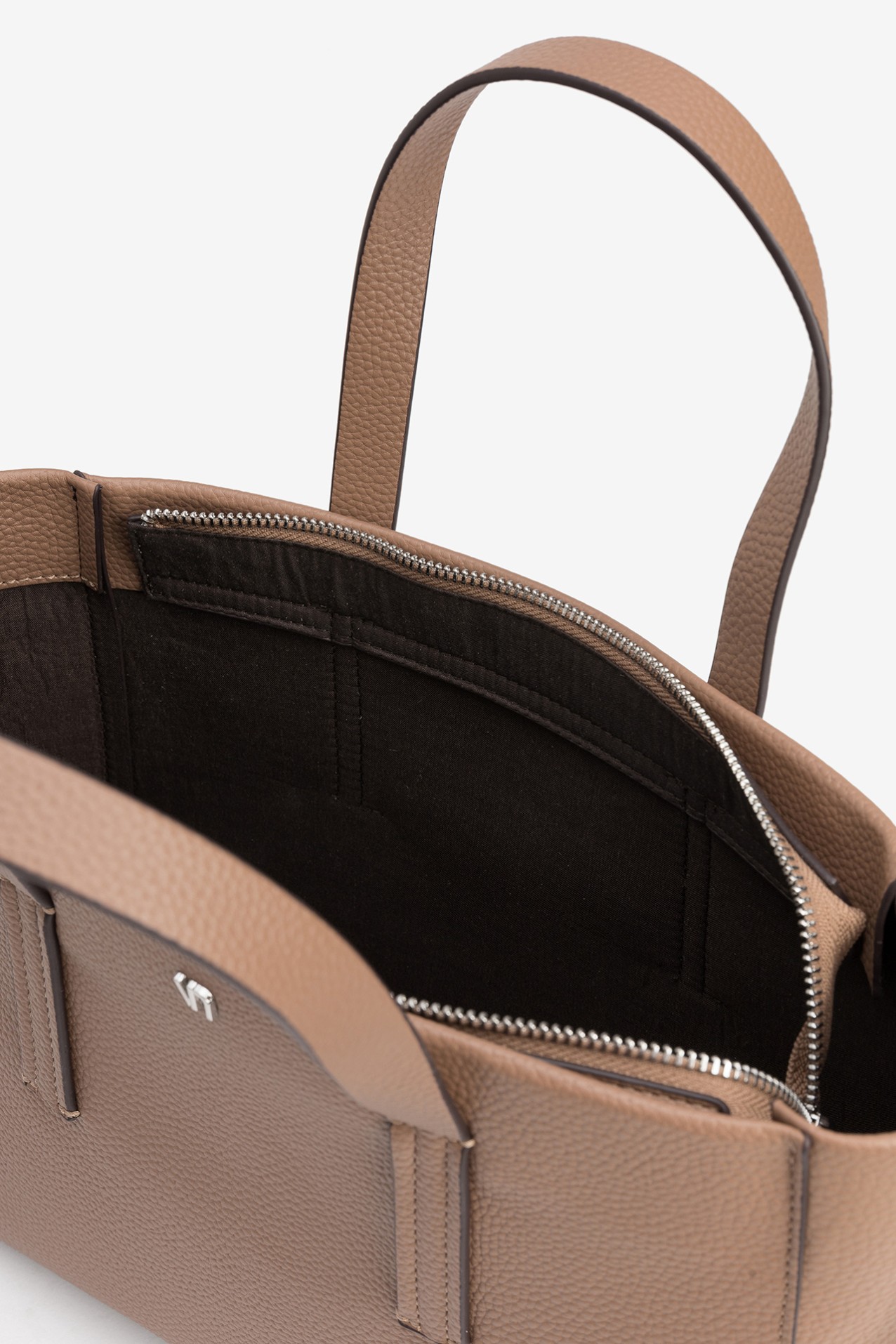 Brown Textured Handbag