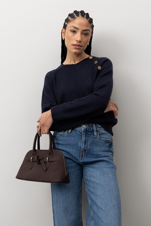 Camisola Tricotada Azul Escuro