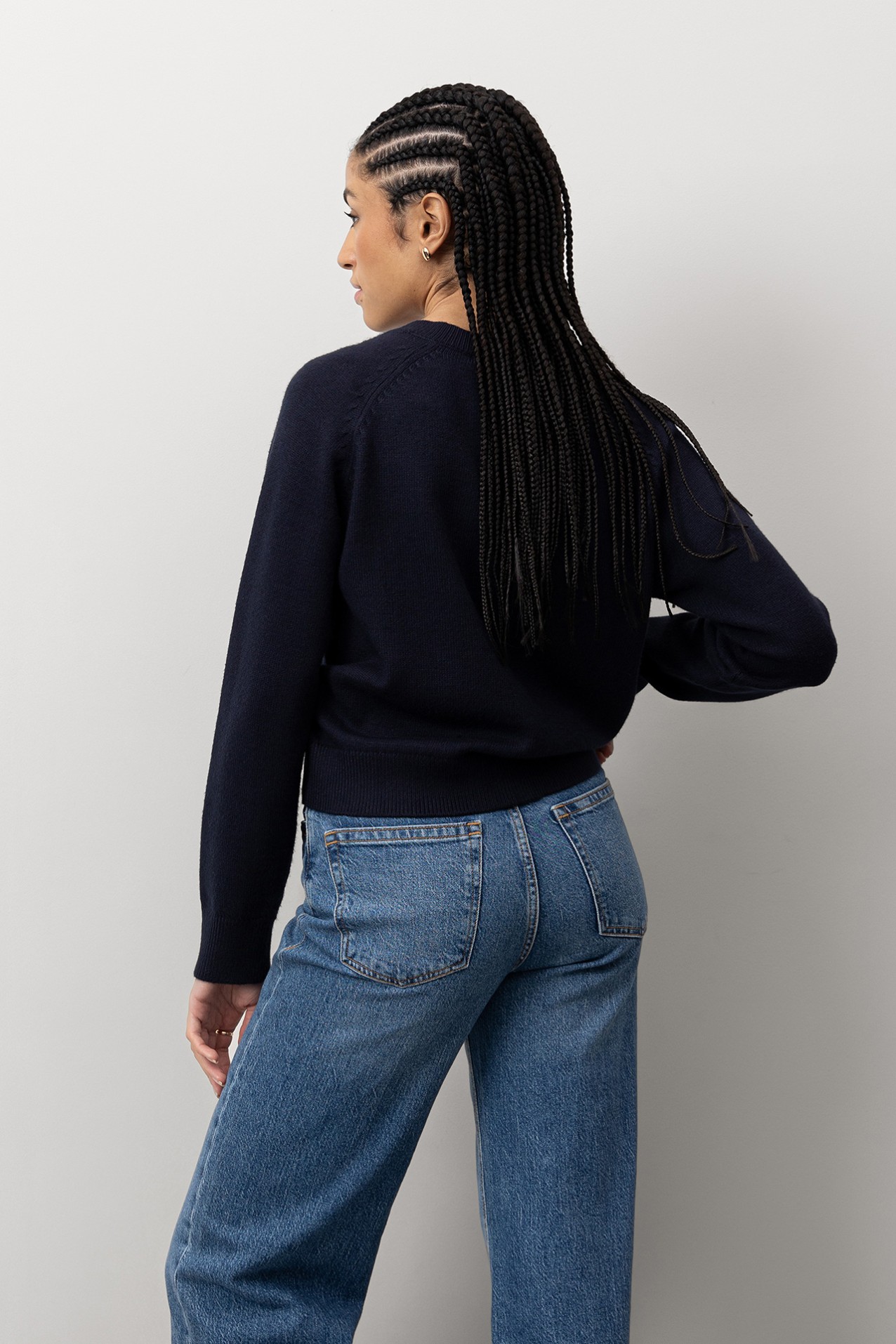 Navy Buttoned Knit Sweater