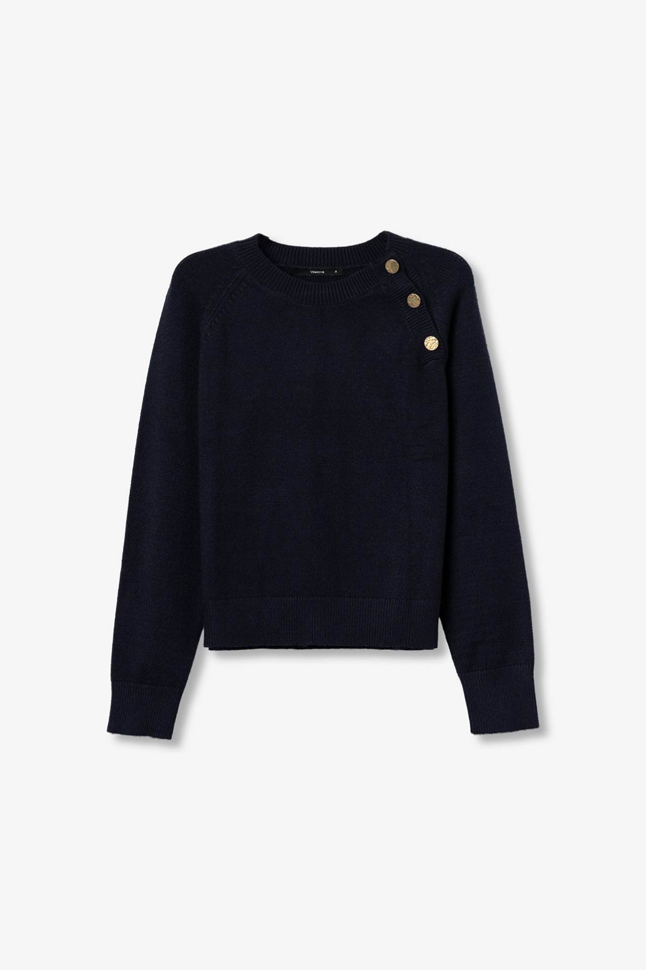 Navy Buttoned Knit Sweater