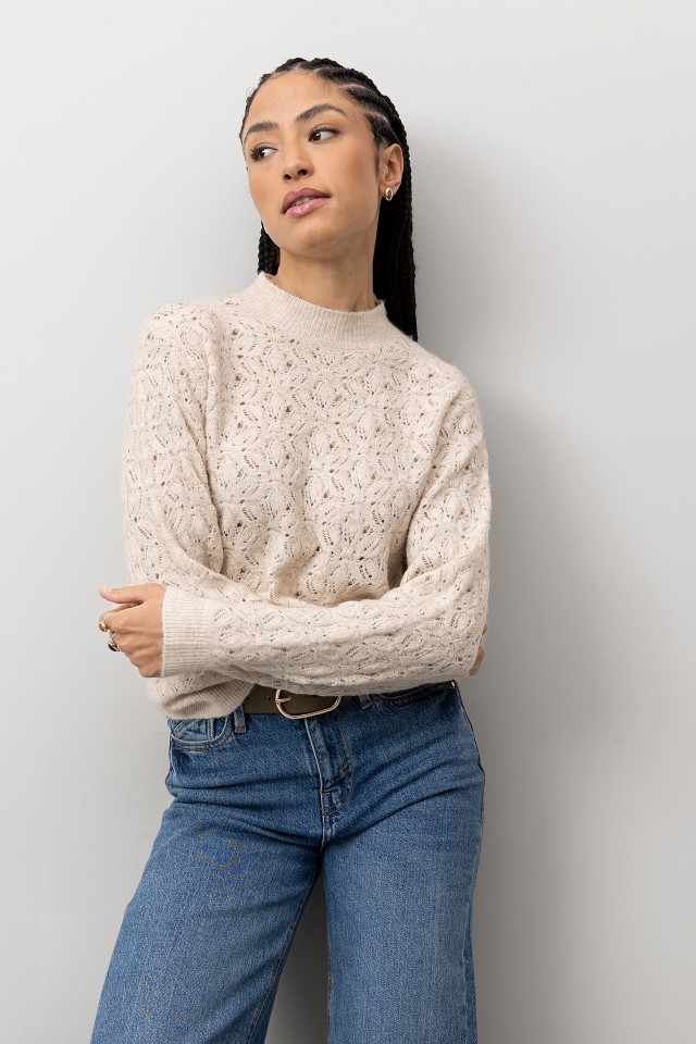 Camisola Tricotada Bege Camisola Tricotada Bege