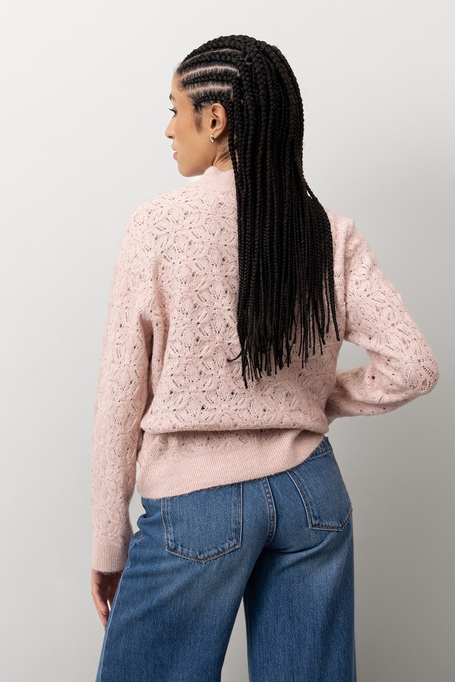 Camisola Tricotada Rosa-seco Camisola Tricotada Rosa-seco