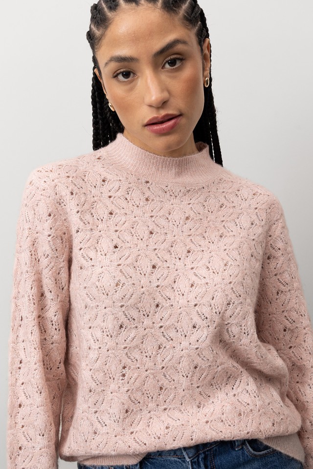 Camisola Tricotada Rosa-seco Camisola Tricotada Rosa-seco