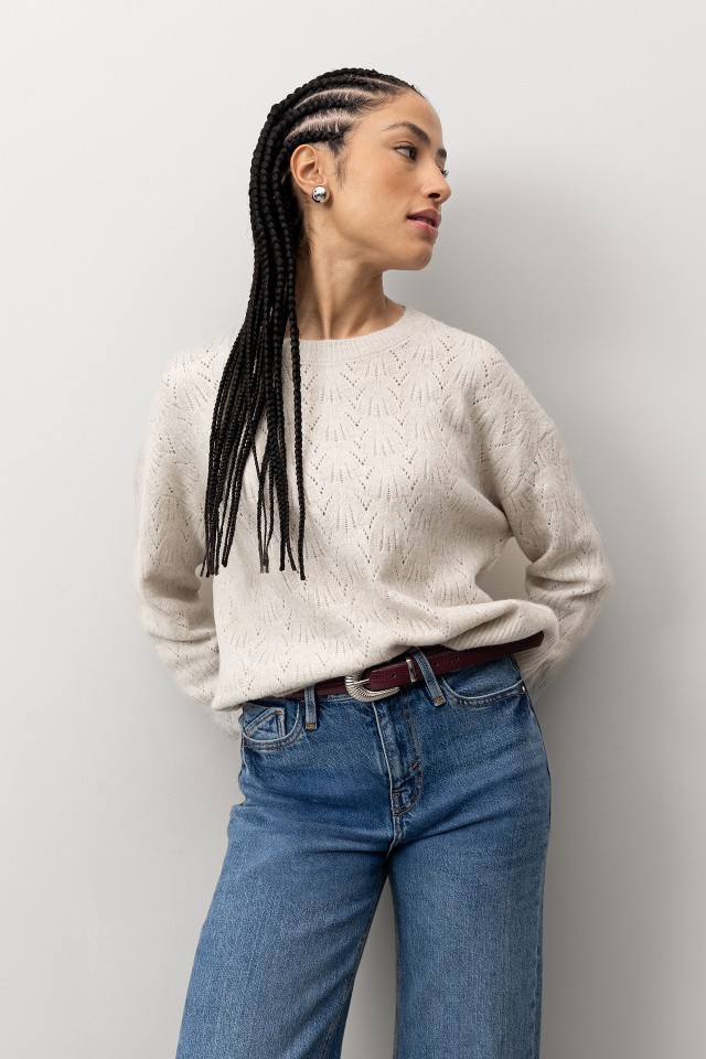 Camisola Tricotada Bege Relaxed