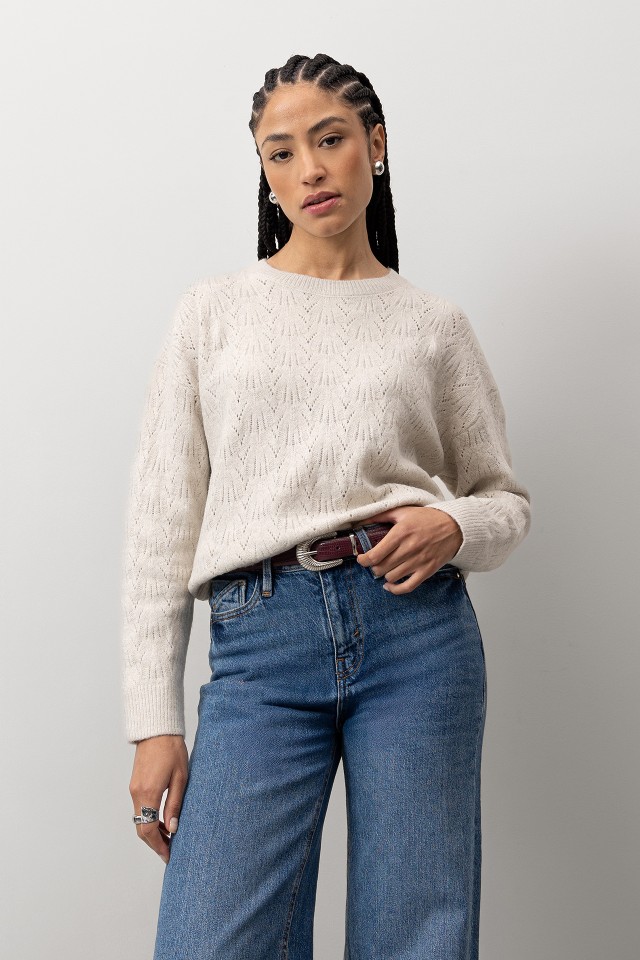 Camisola Tricotada Bege Relaxed Camisola Tricotada Bege Relaxed