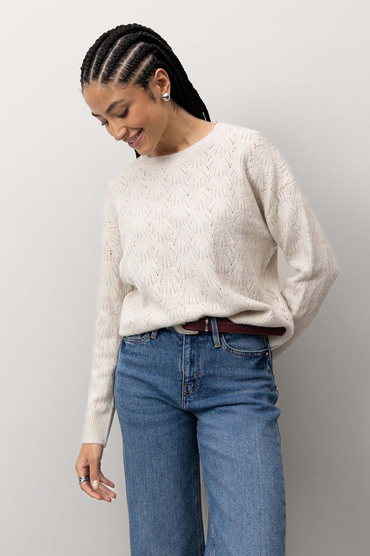 Camisola Tricotada Bege Relaxed