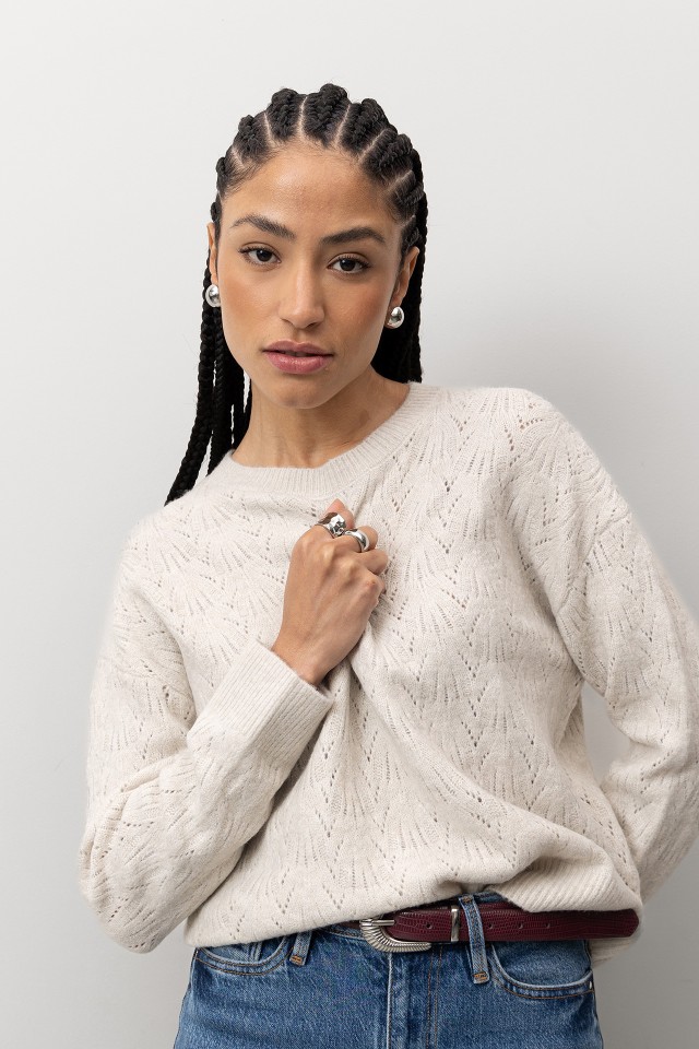 Camisola Tricotada Bege Relaxed Camisola Tricotada Bege Relaxed