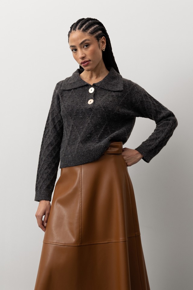 Camisola Tricotada Cinza Camisola Tricotada Cinza