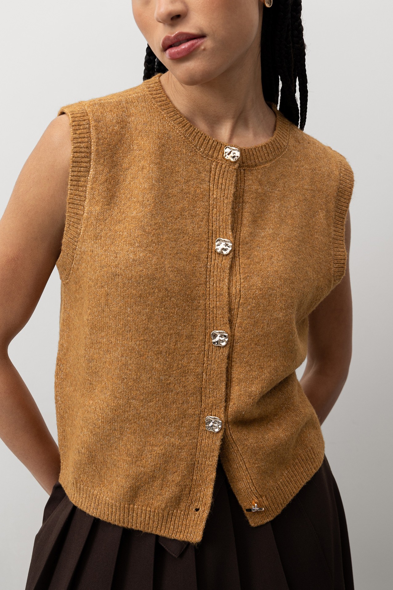 Brown Knitted Vest