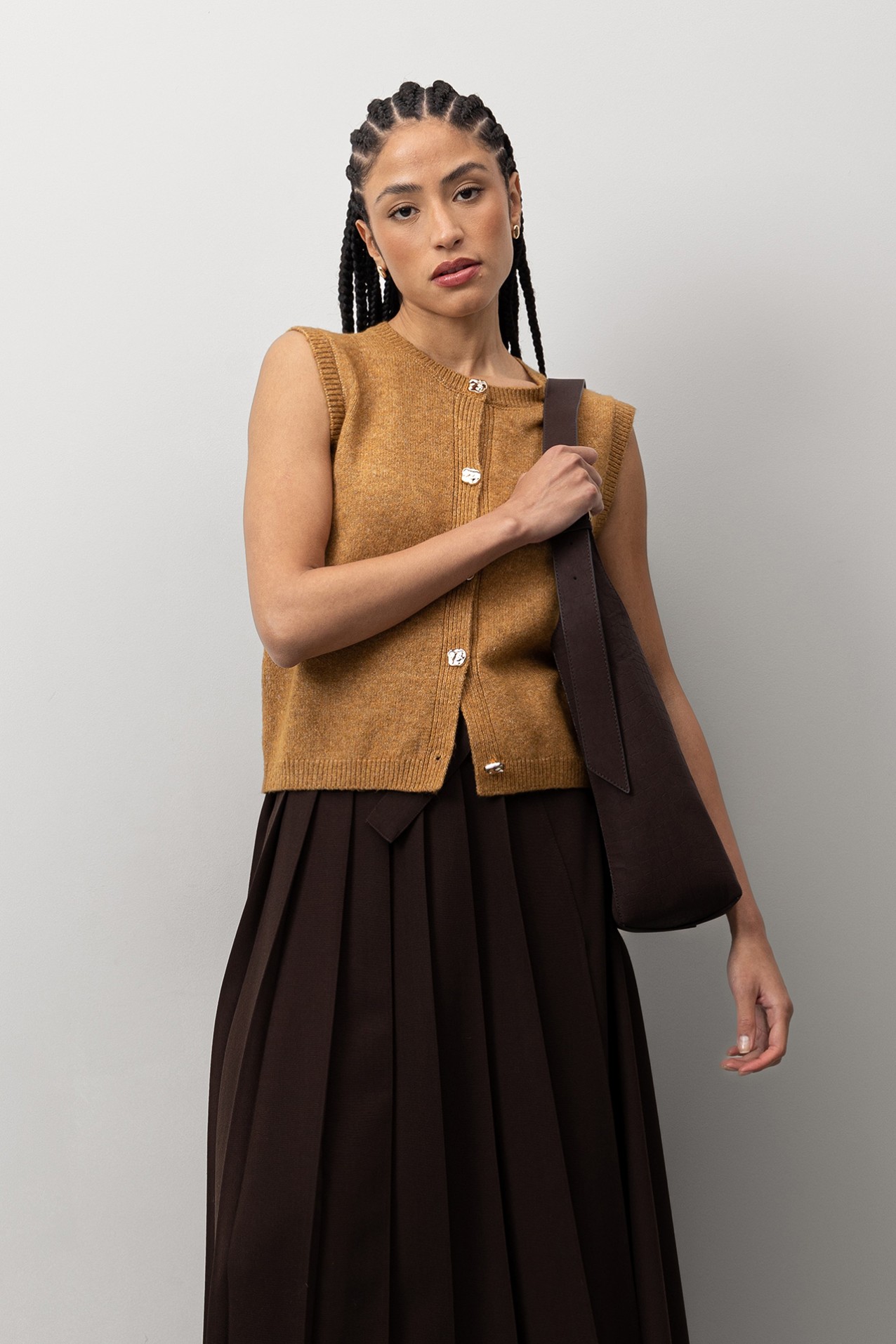 Brown Knitted Vest