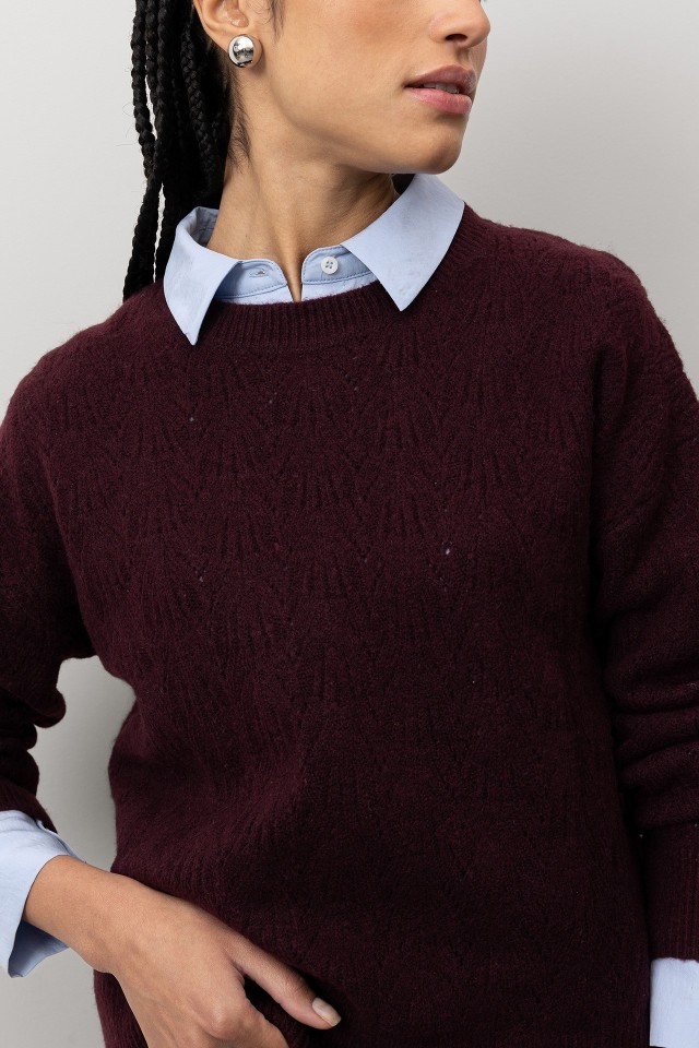 Relaxed Burgundy Knit Sweater