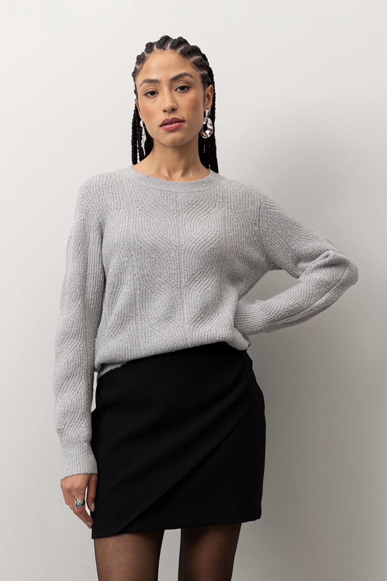 Camisola Tricotada Prateada