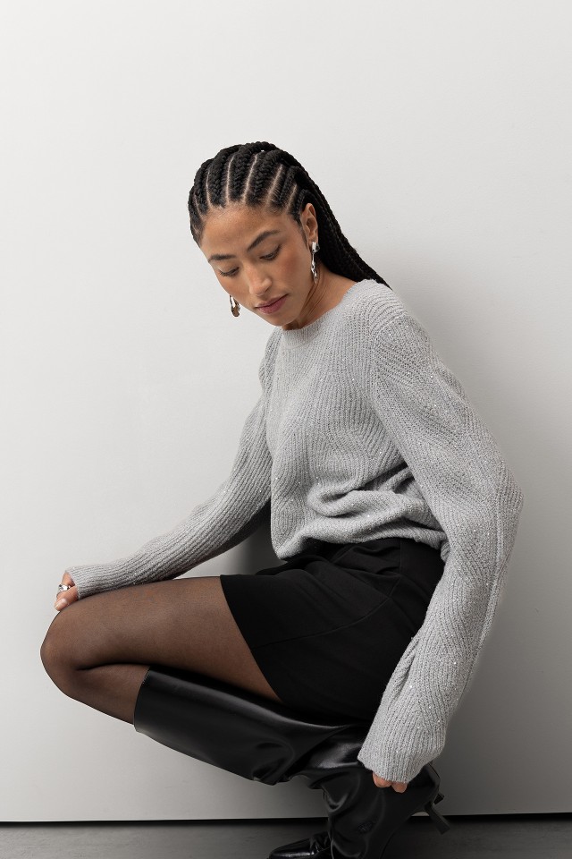 Camisola Tricotada Prateada