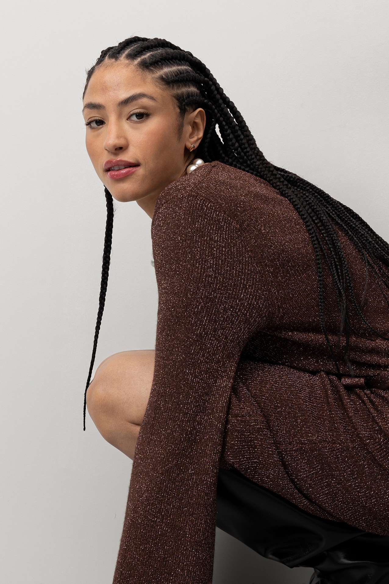 Vestido castanho com cinto