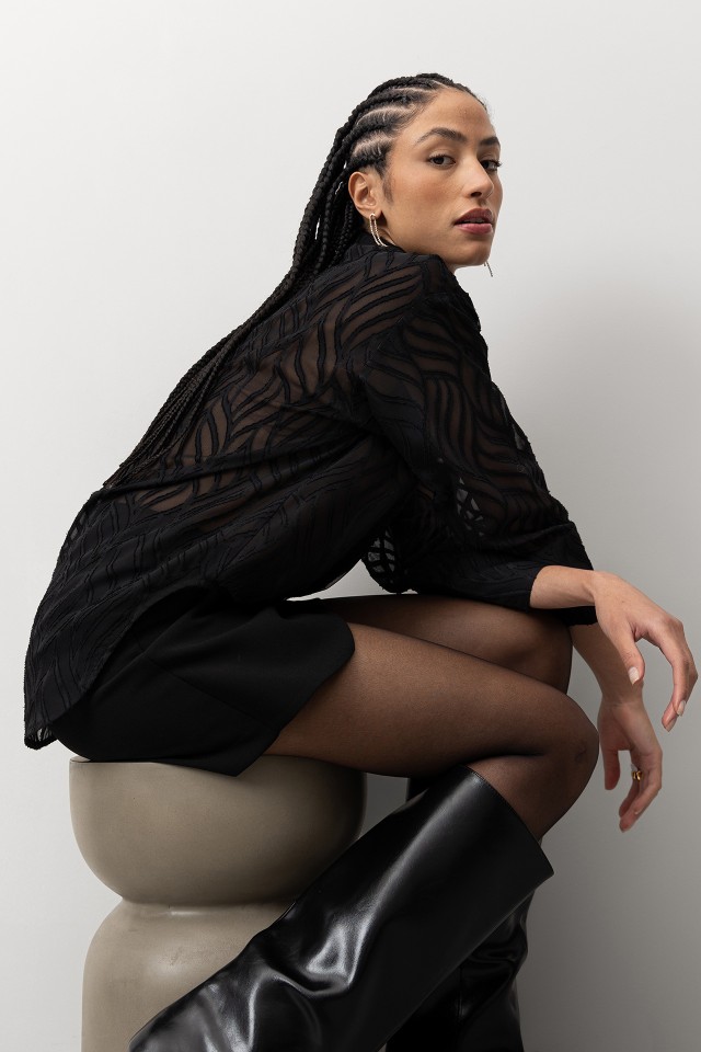 Black Sheer Relaxed Shirt Black Sheer Relaxed Shirt