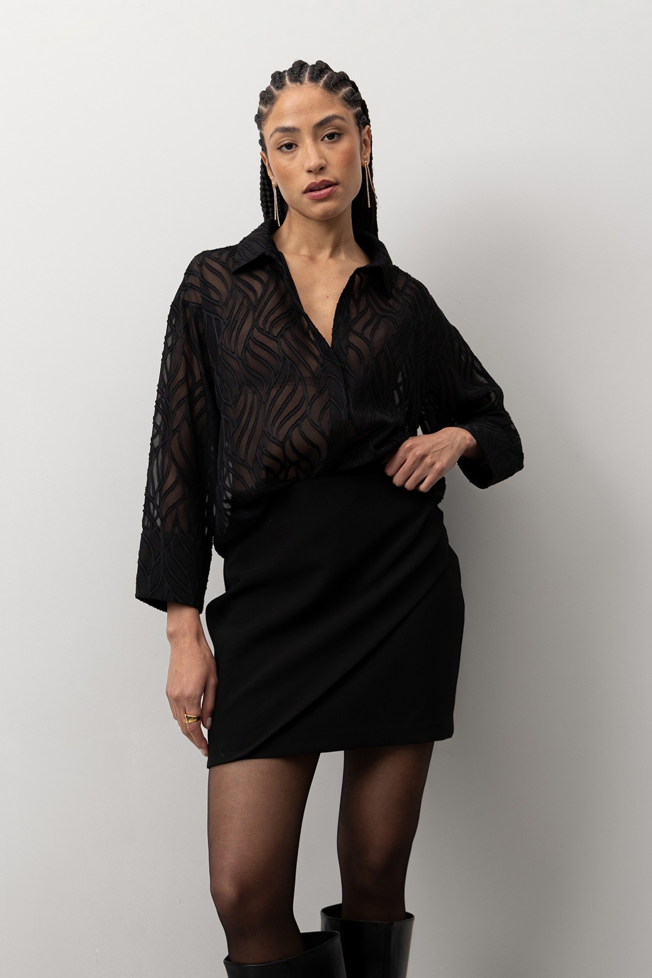 Black Sheer Relaxed Shirt