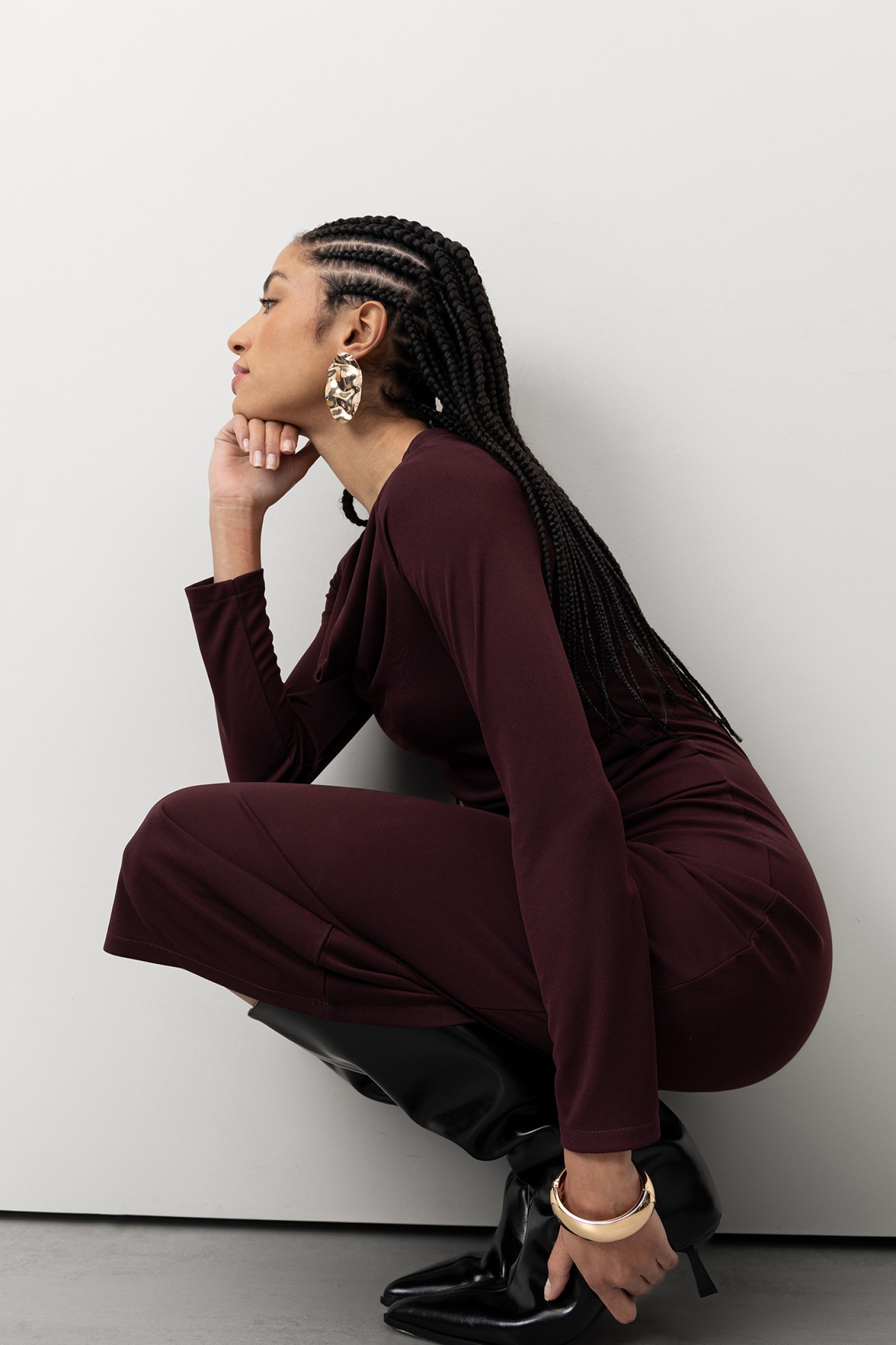 Vestido Midi Cor-de-vinho