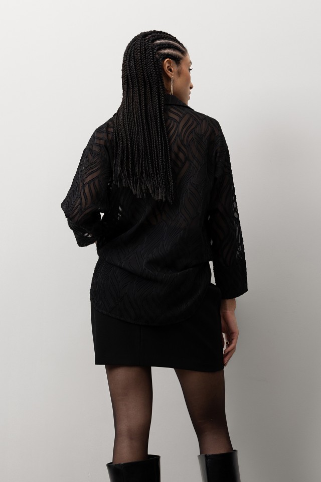 Black Sheer Relaxed Shirt Black Sheer Relaxed Shirt