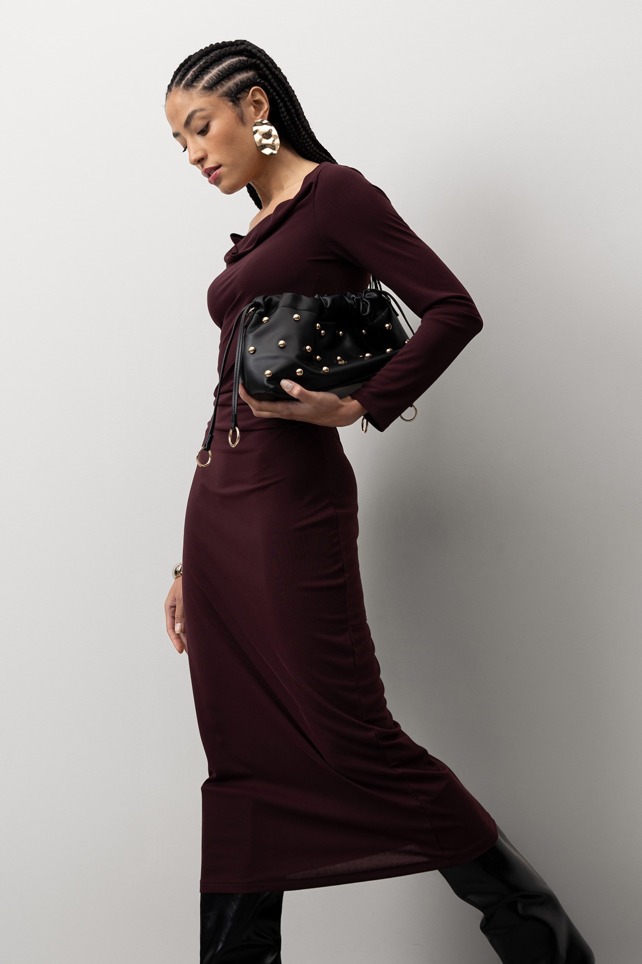 Vestido Midi Cor-de-vinho