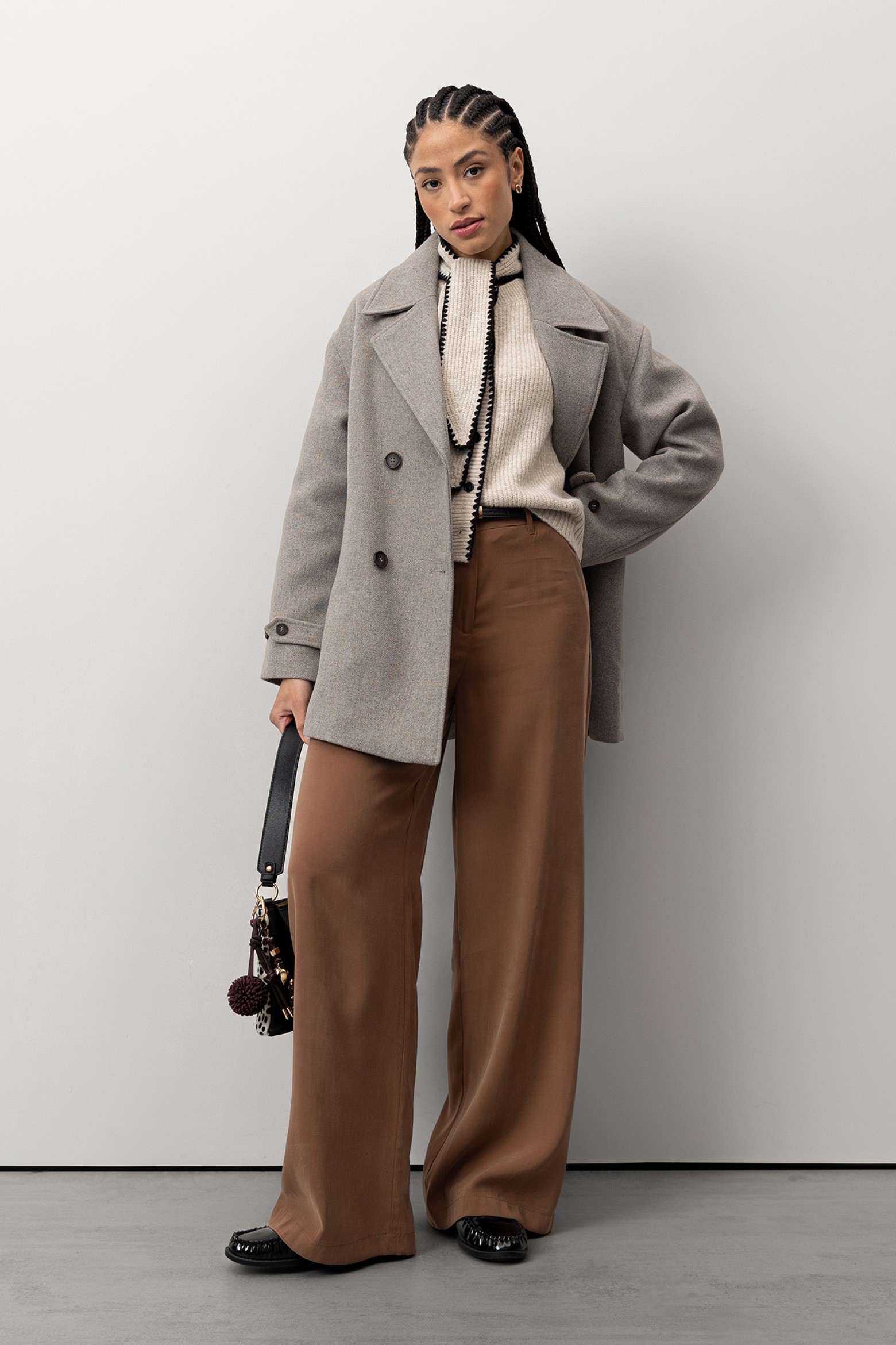 Calças Wide Leg Castanhas