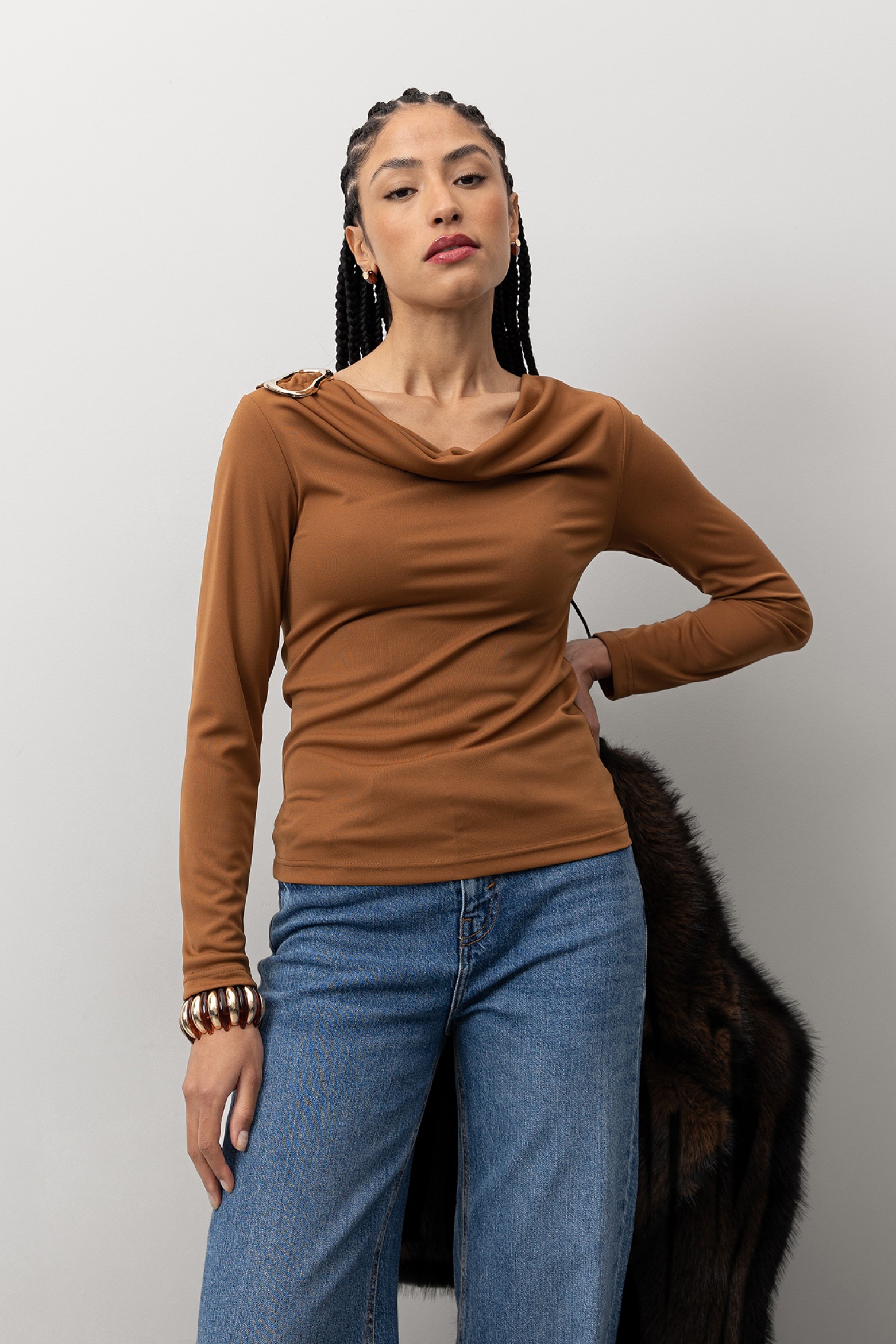 T-shirt Slim Castanha