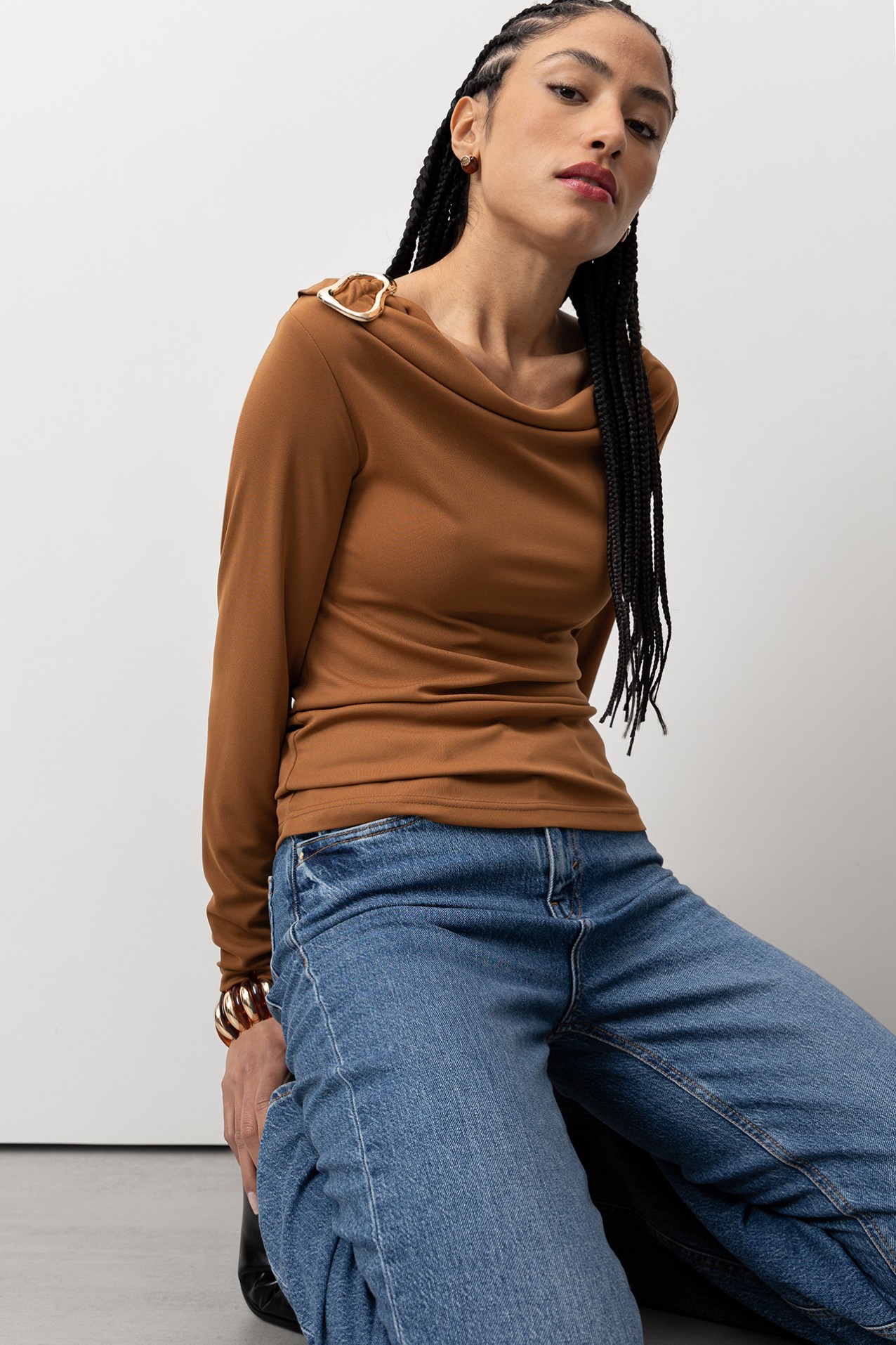 T-shirt Slim Castanha