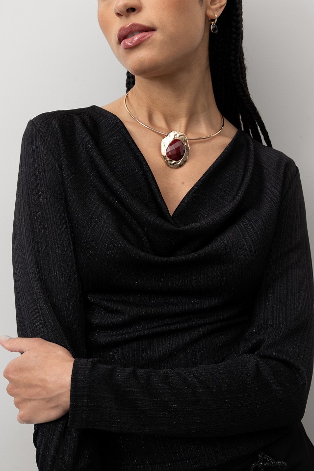 T-shirt Slim Preto Lurex T-shirt Slim Preto Lurex