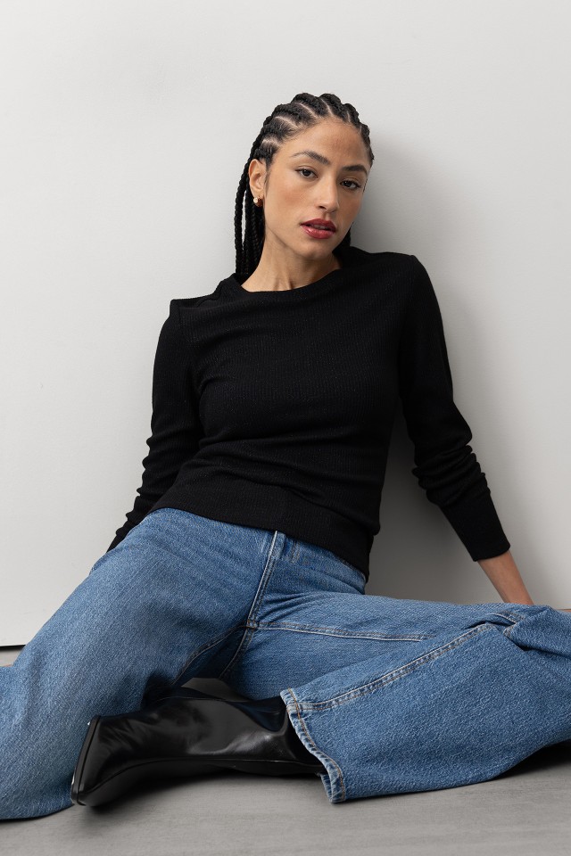 T-shirt Slim Preto Lurex