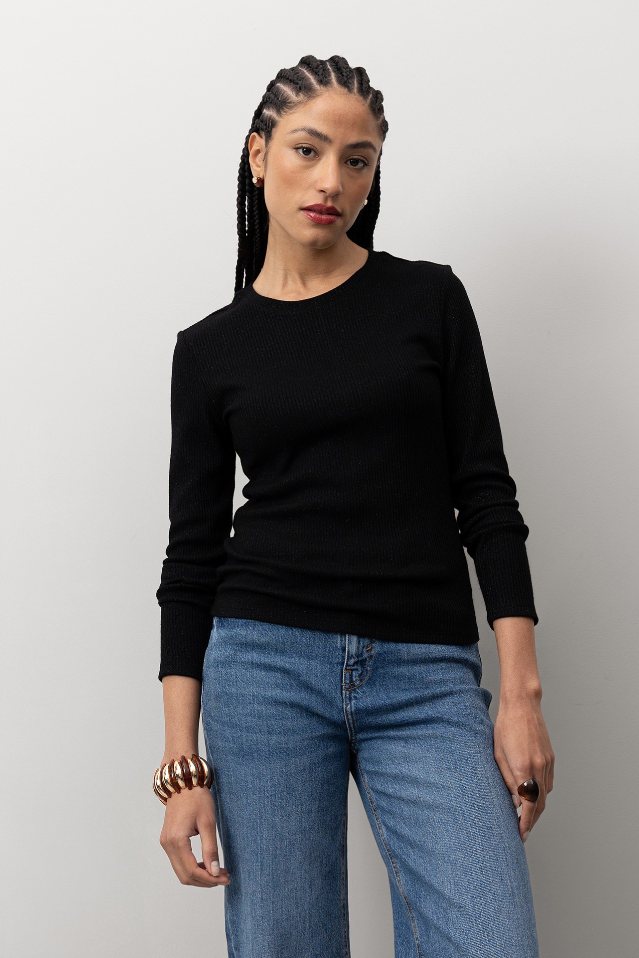 T-shirt Slim Preto Lurex