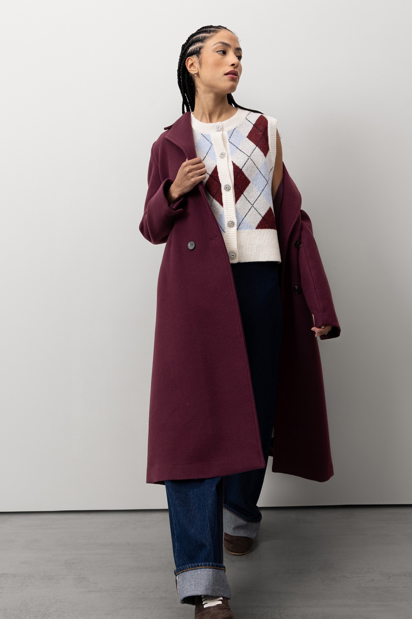 Long Burgundy Coat