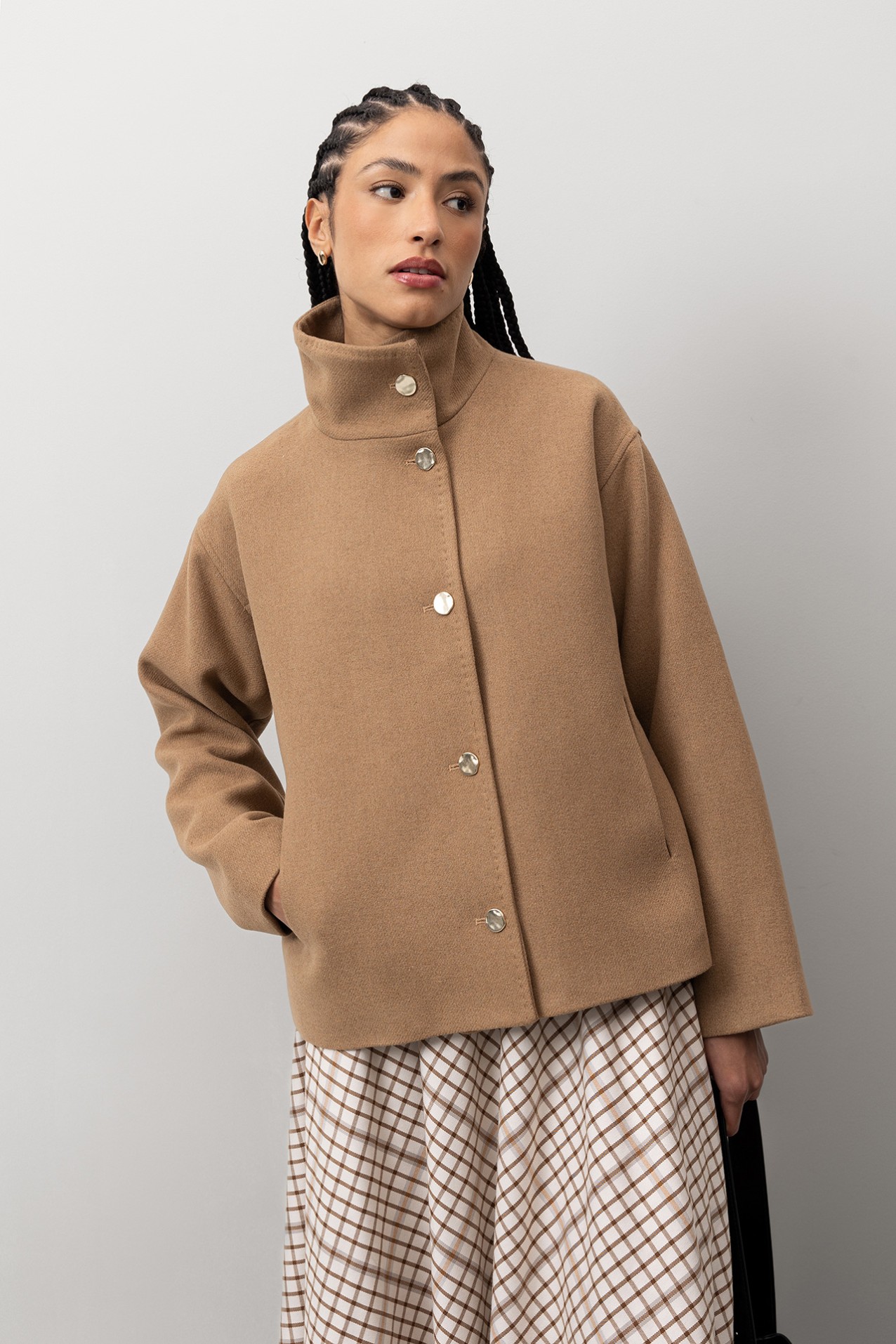 Relaxed Brown Short Coat