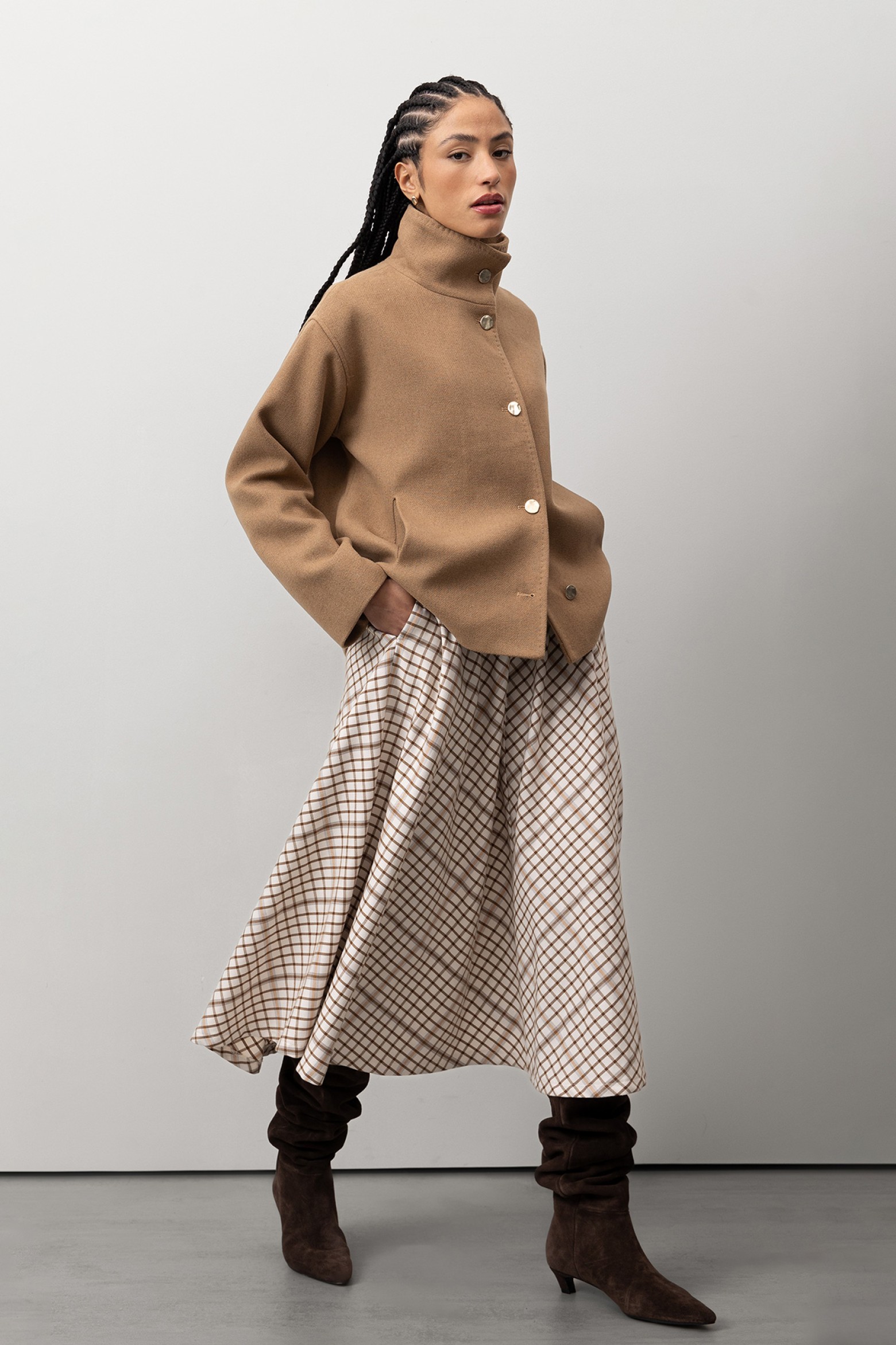 Relaxed Brown Short Coat