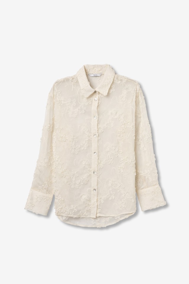 Camisa Transparente com Bordados Camisa Transparente com Bordados