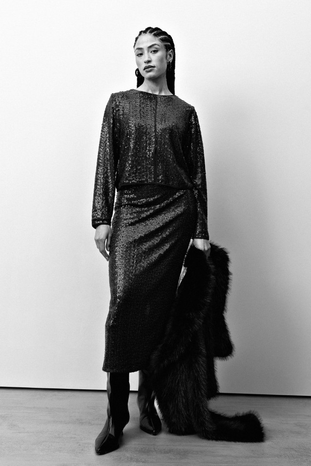 Shimmering Sequin Midi Skirt Shimmering Sequin Midi Skirt