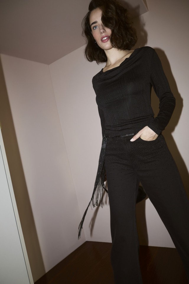 T-shirt Slim Preto Lurex